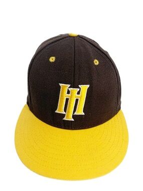 Calhead HI Bombers Six Panel Baseball Cap Size 7 1/4 🟫🟨 Brown Gold Embroidered